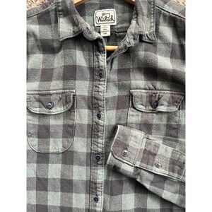 Woolrich Wool Flannel Shirt Womens Size‎ Small Buffalo Check Green Black Vintage